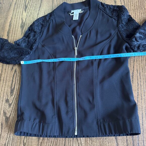 Cache Womens Black Lace Bomber Zip Up Jacket Lightweight Size 4 Small Rare - Picture 9 of 9